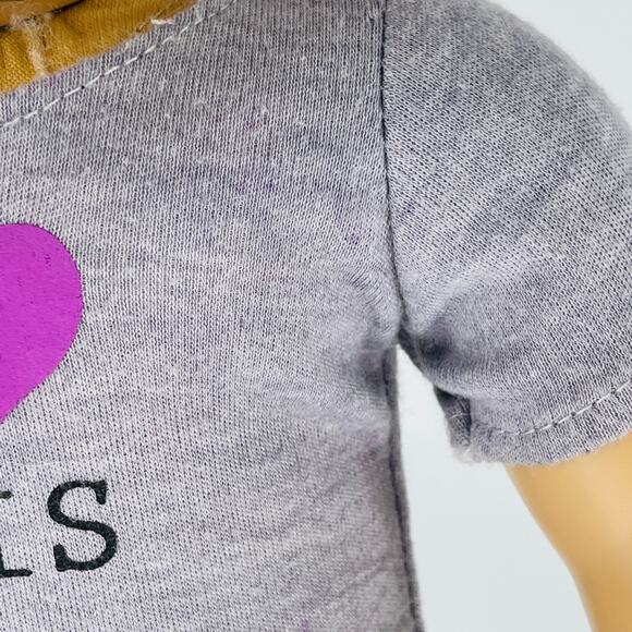 Grey I Heart Paris Doll Short Sleeved Top/T-Shirt With Velcro Closure 18" Dolls - Picture 12 of 13